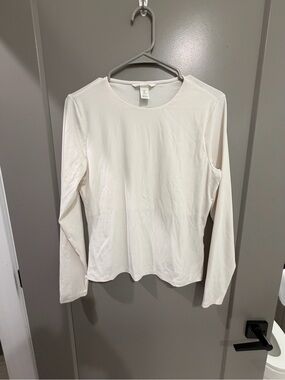 H&M Cream Long-Sleeve Crewneck Top